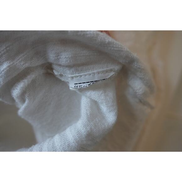 Zara Womens Top XS White Embroidered Wrap Shirt Crochet Boho Cotton Eyelet - Picture 10 of 10